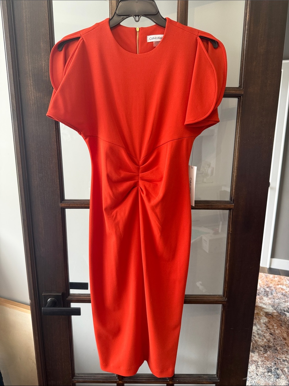 Calvin Klein orange structure midi Dress